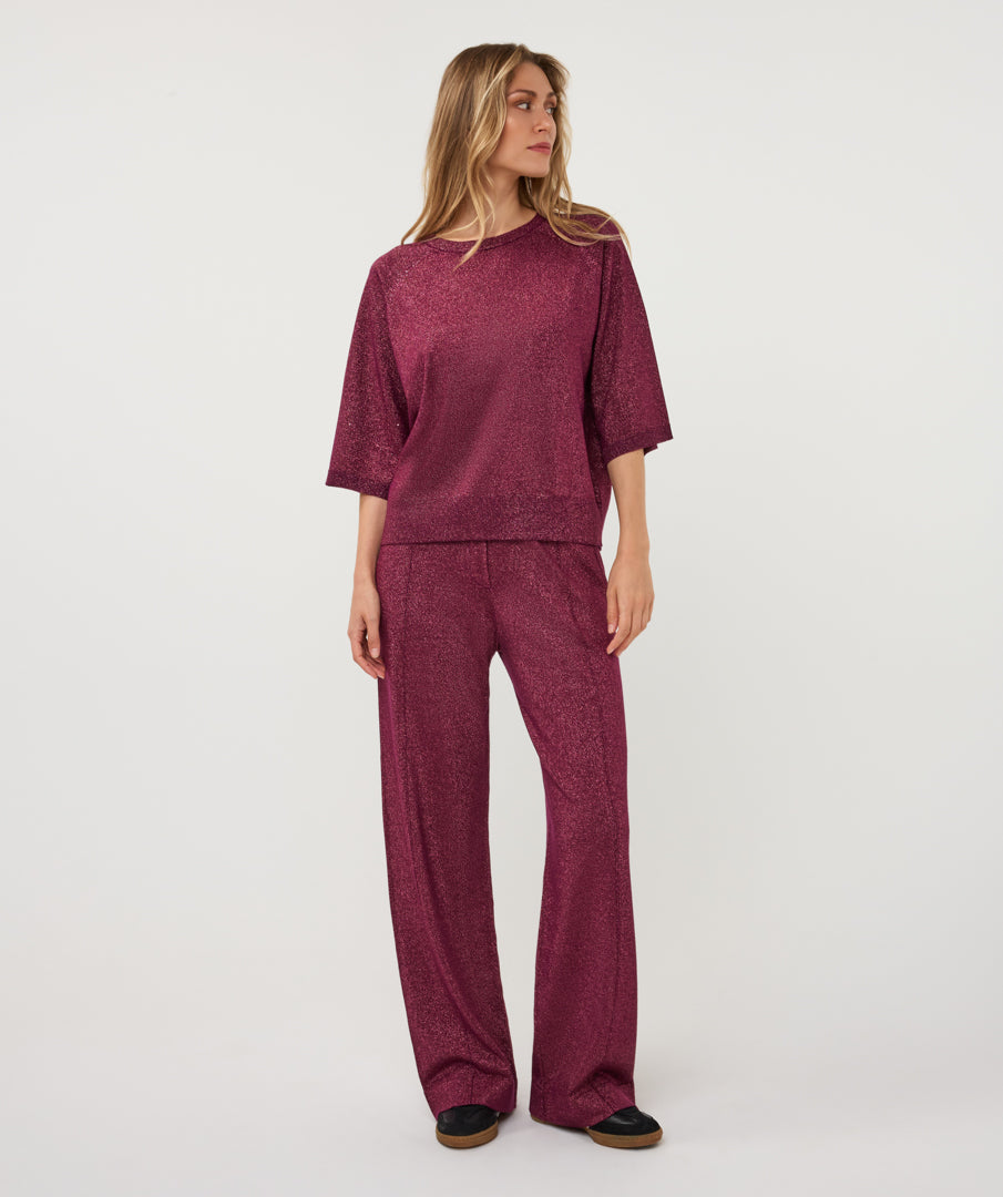Broek Esqualo lurex knit - Beet
