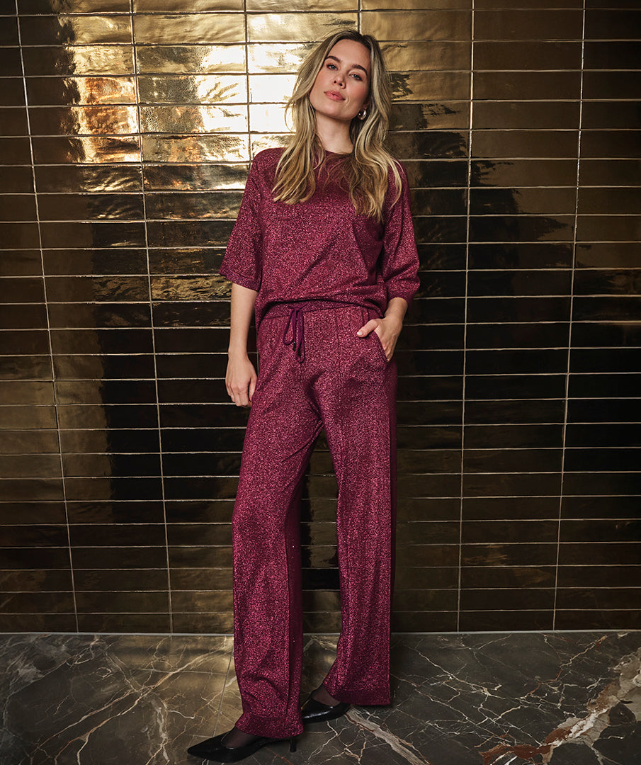 Broek Esqualo lurex knit - Beet