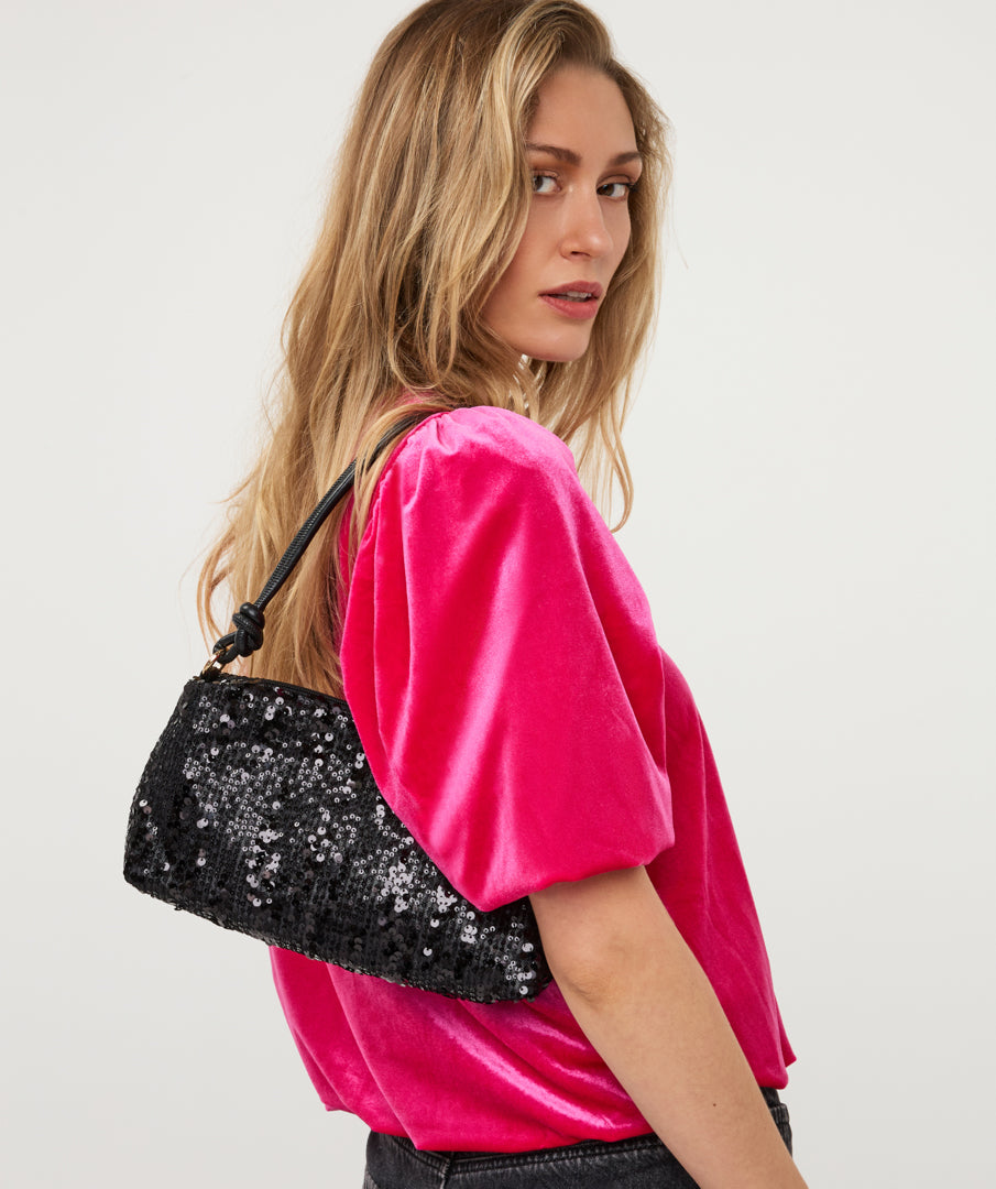 Handtasje Esqualo sequins - Black/Coffee/beet