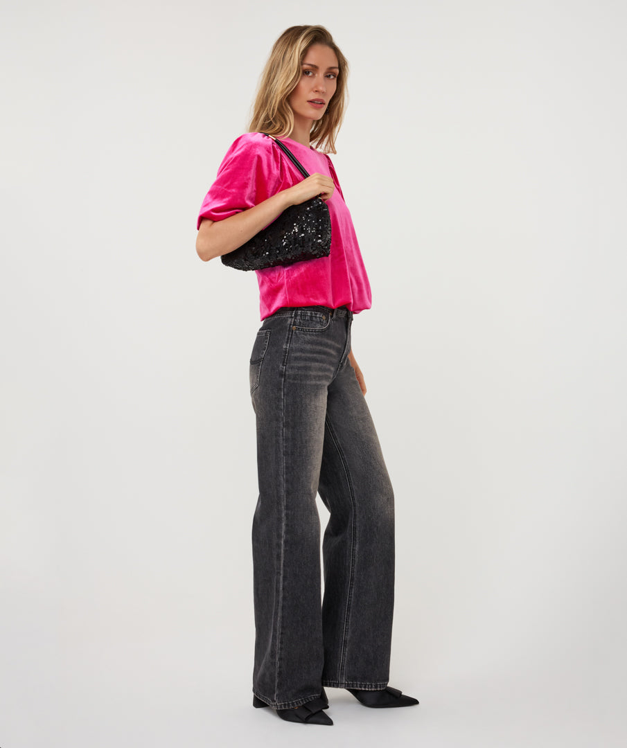 Handtasje Esqualo sequins - Black/Coffee/beet