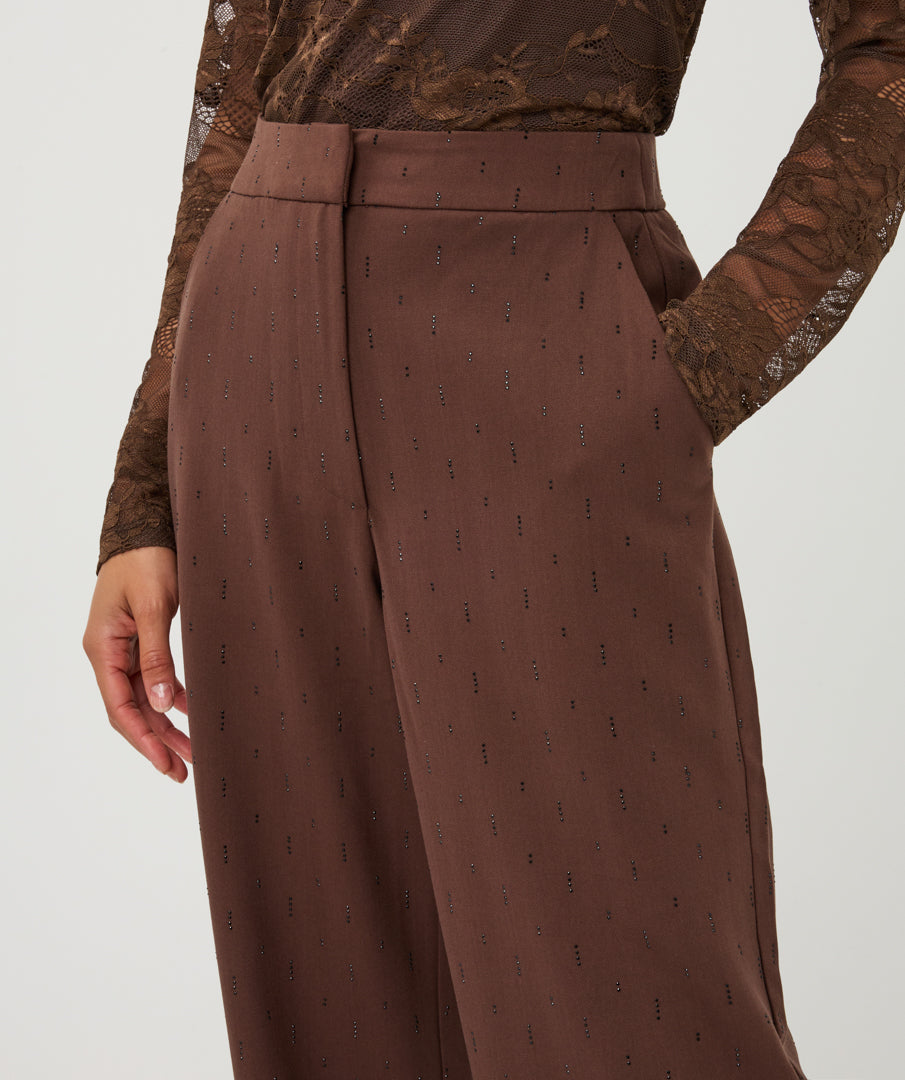 Broek Esqualo rhinestones - Coffee
