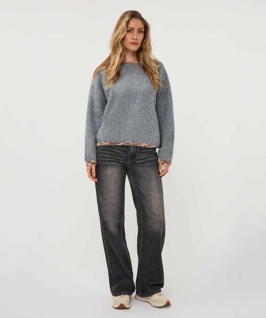 Trui Esqualo contrast - Grey melange