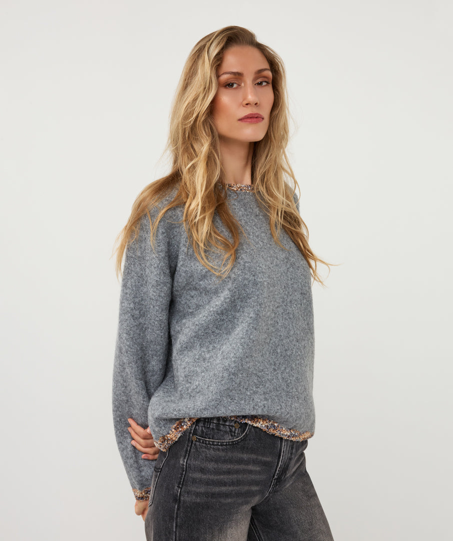Trui Esqualo contrast - Grey melange