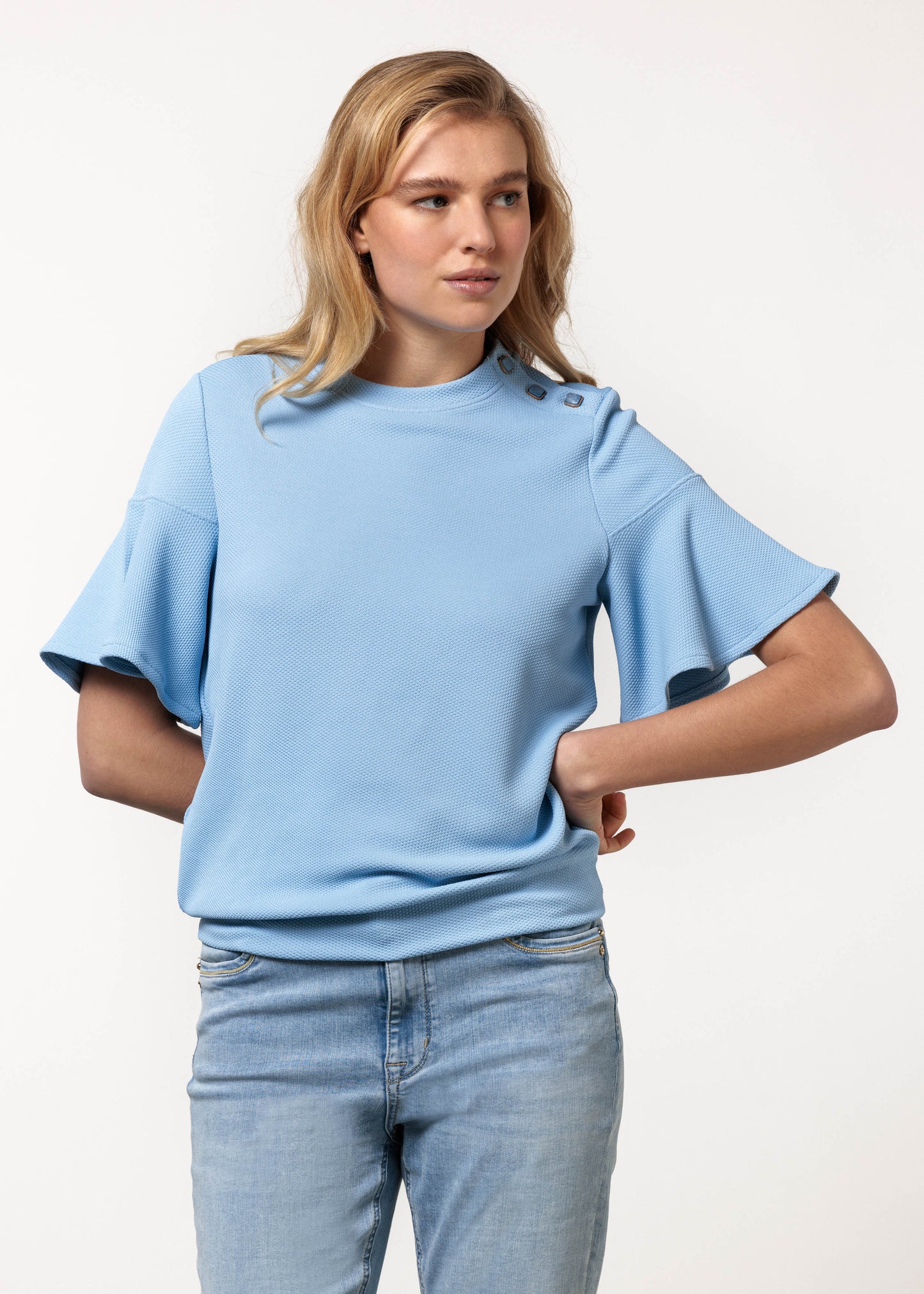 Top Tramontana fancy sweater button detail - Light blue