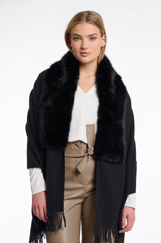 Cape Rino&Pelle cape with fur details black