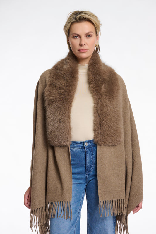 Cape Rino&Pelle Wendy with fur details - Toffee