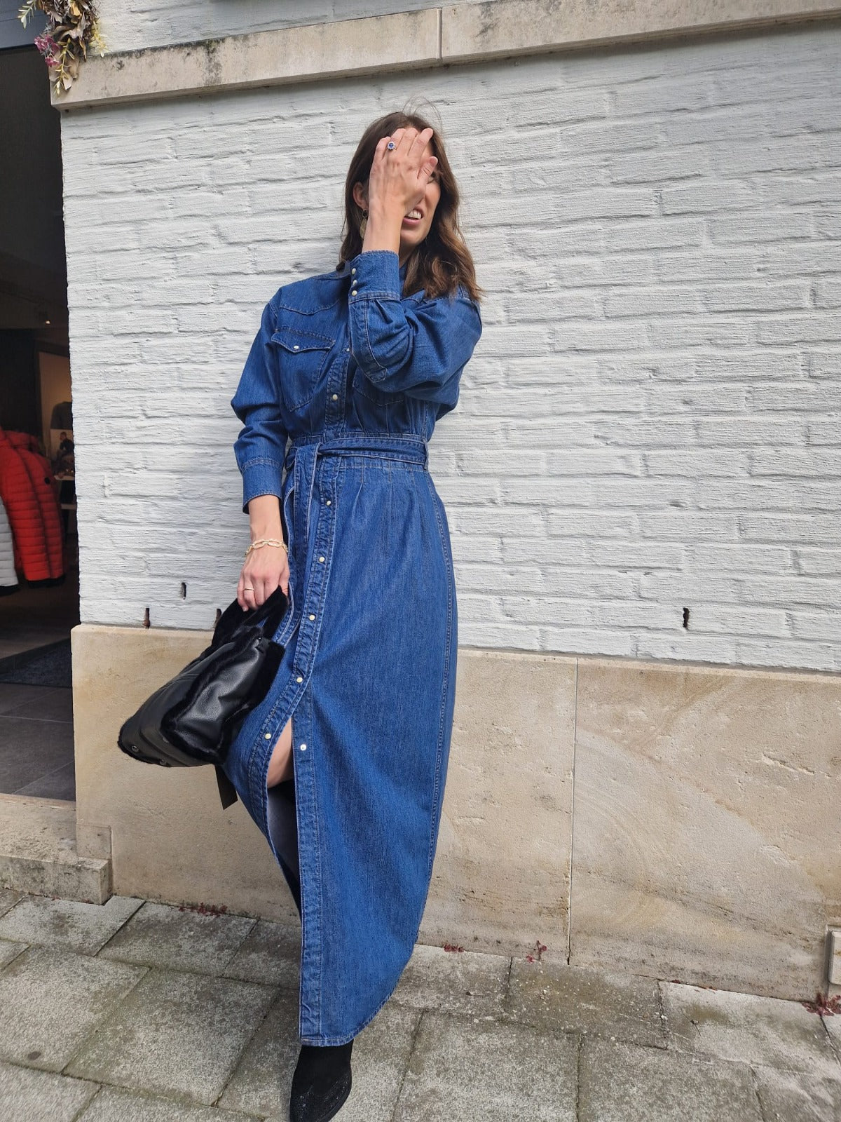 Belted western dress Lee - Blue fusion