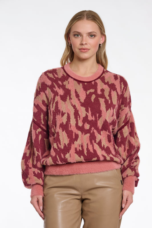 Trui Rino&Pelle Wren crewneck sweater - red ochre leo
