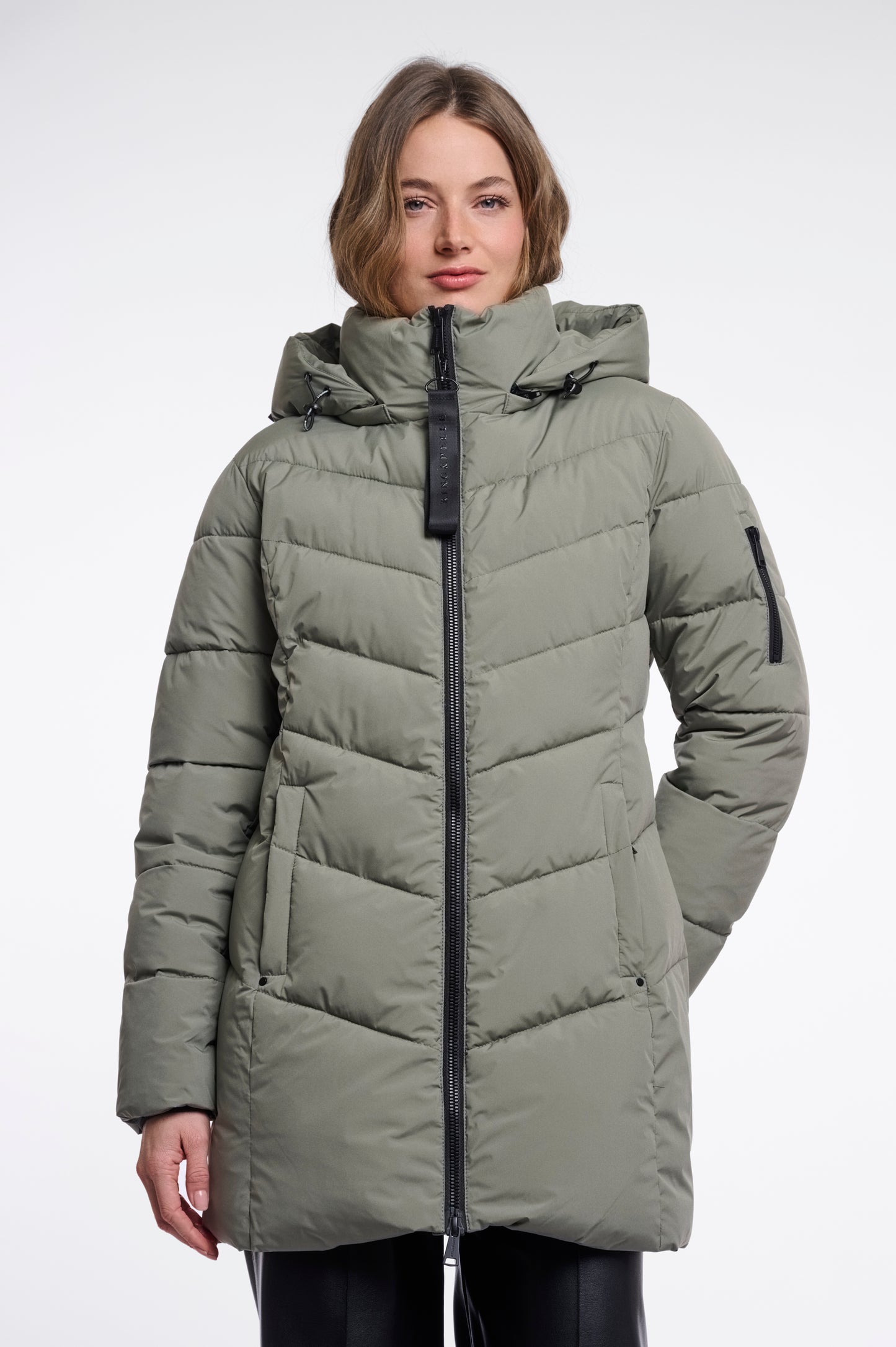Jas Rino&Pelle Yasmina padded jacket with detachable hood - Misty basil