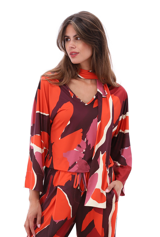 Blouse K-Design B102 met sjaaltje & design - P006