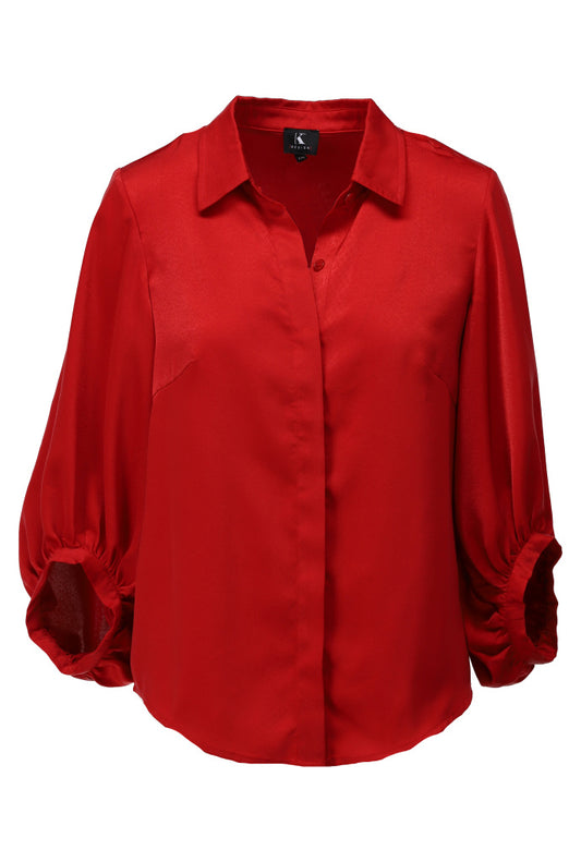 Blouse K-Design B773 met speciale mouwen - Pompeian red