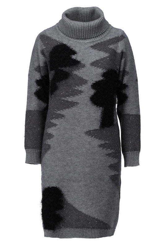 Jurk K-Design B863 met rolkraag - Grey melange