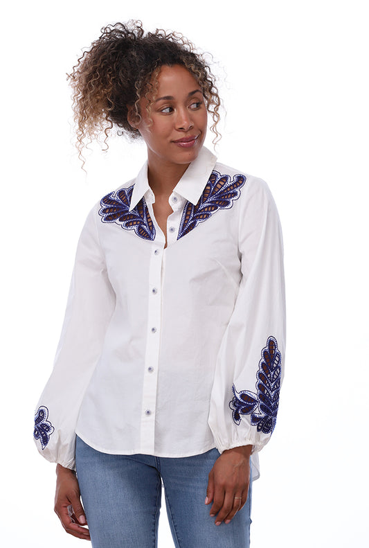 Blouse Kdesign blouse met borduursel indigo B731L