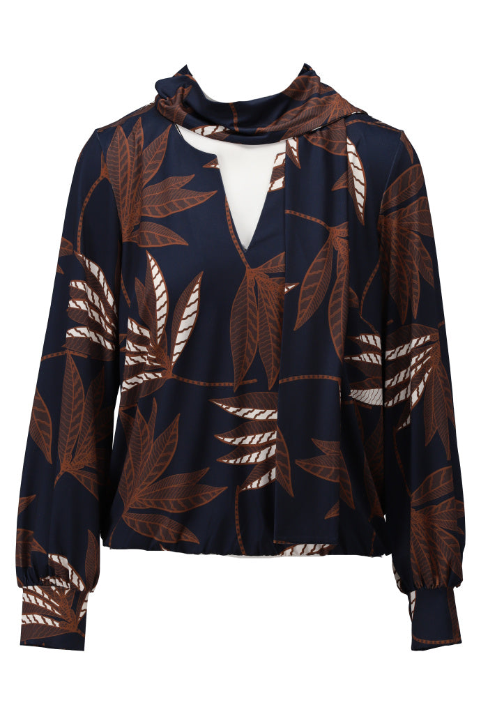 Blouse K-Design D307 met sjaaltje & print P154