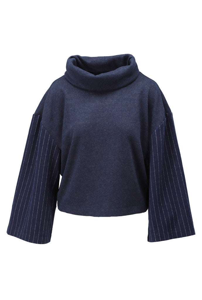 Trui K-Design D400L met krijtstreep fantasie - Dark blue