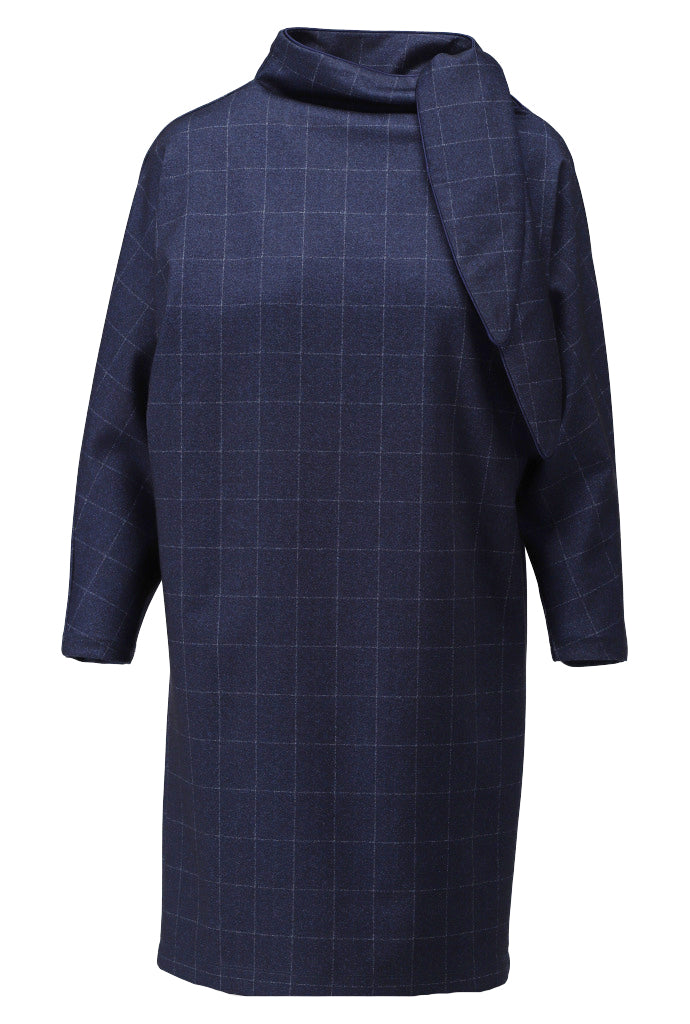 Jurk K-Design D408L met ruitjesmotief - Dark blue