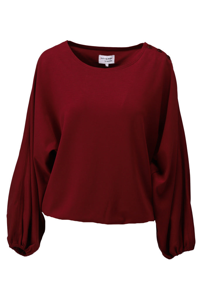Top Kdesign D453L Top met dolmanmouw & knoopjes Cabernet