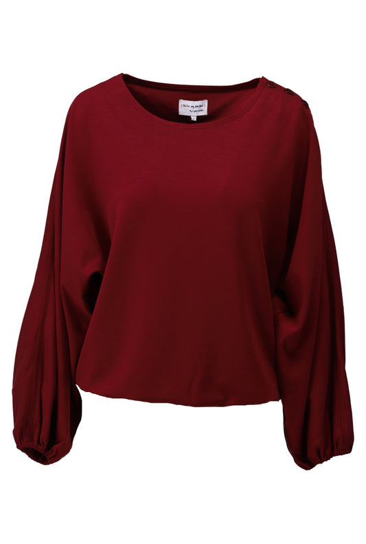 Top Kdesign D453L Top met dolmanmouw & knoopjes Cabernet