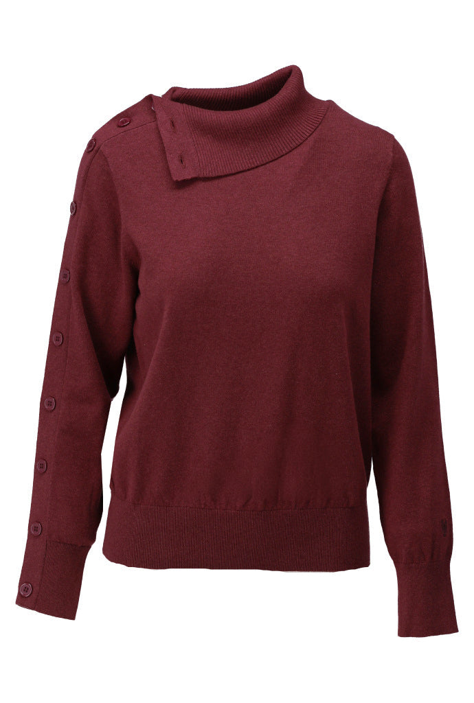 Trui K-Design D804L met knopen - Maroon
