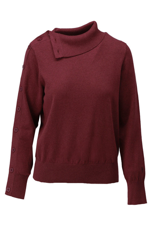 Trui K-Design D804L met knopen - Maroon