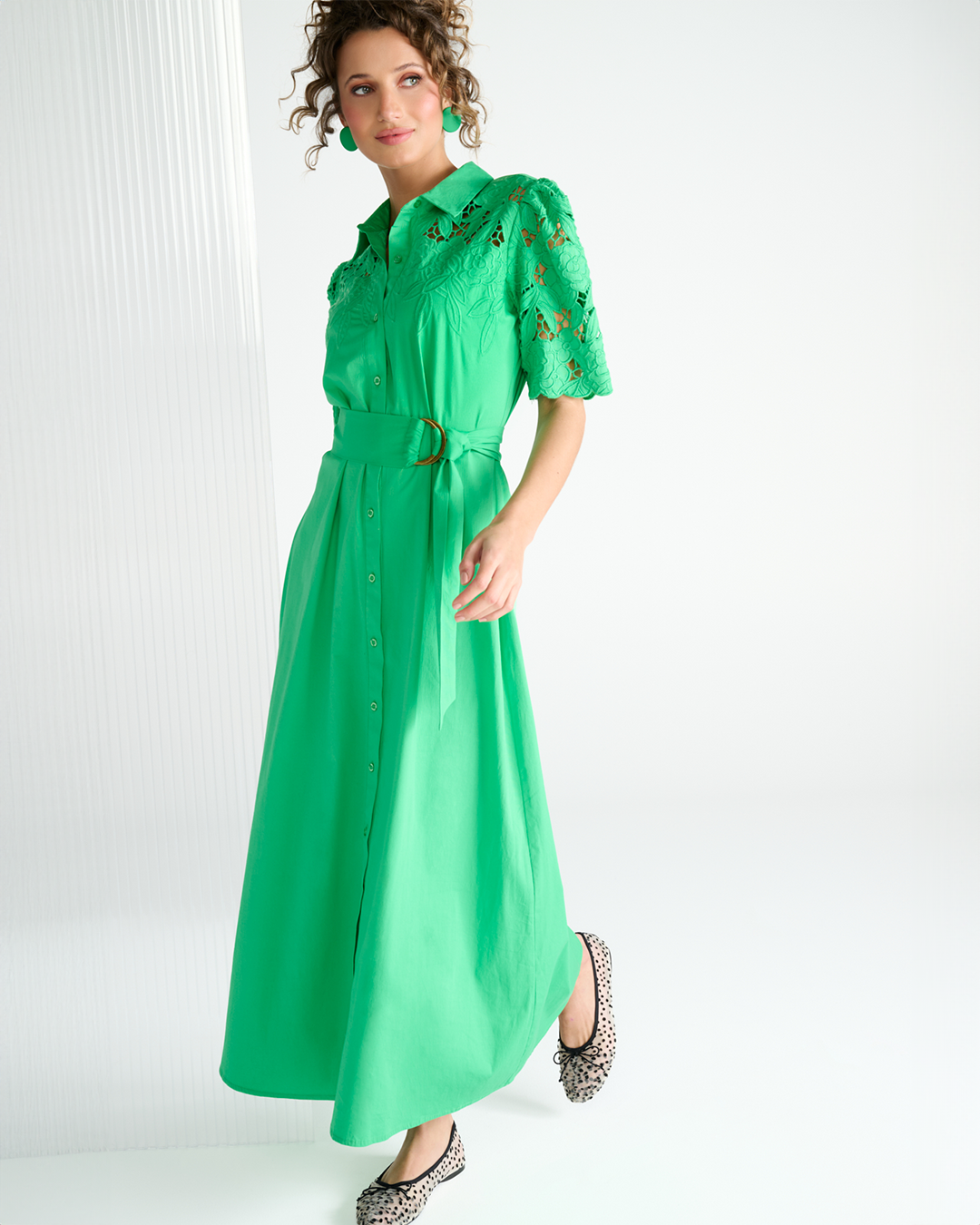 Jurk Kdesign maxi jurk met design & borduursel island green