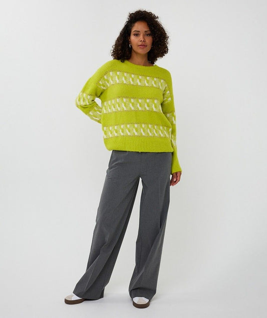 Trui Esqualo striped jacquard - City lime