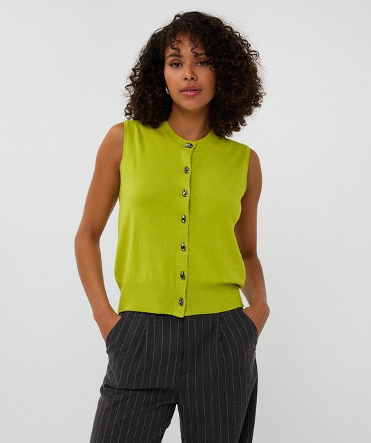 Gilet Esqualo buttons basic knit - City lime