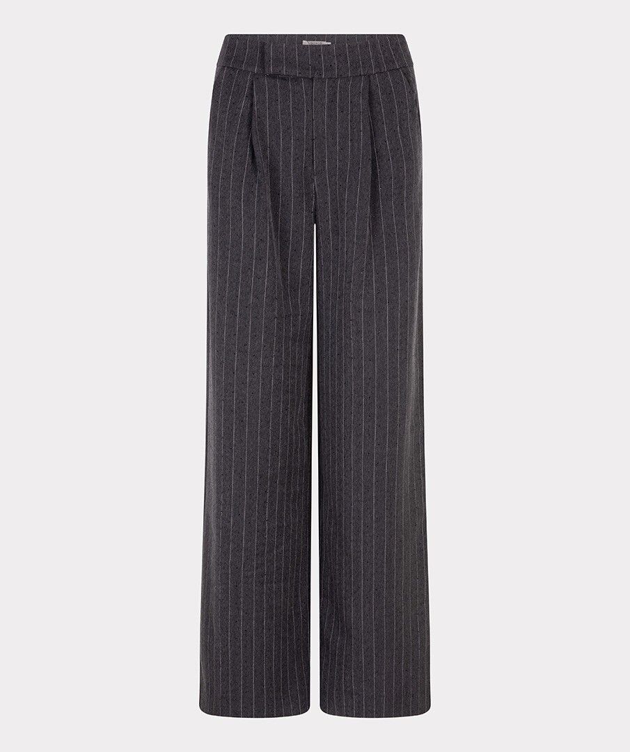 Broek Esqualo high waist stripe studs - Dark grey Melange