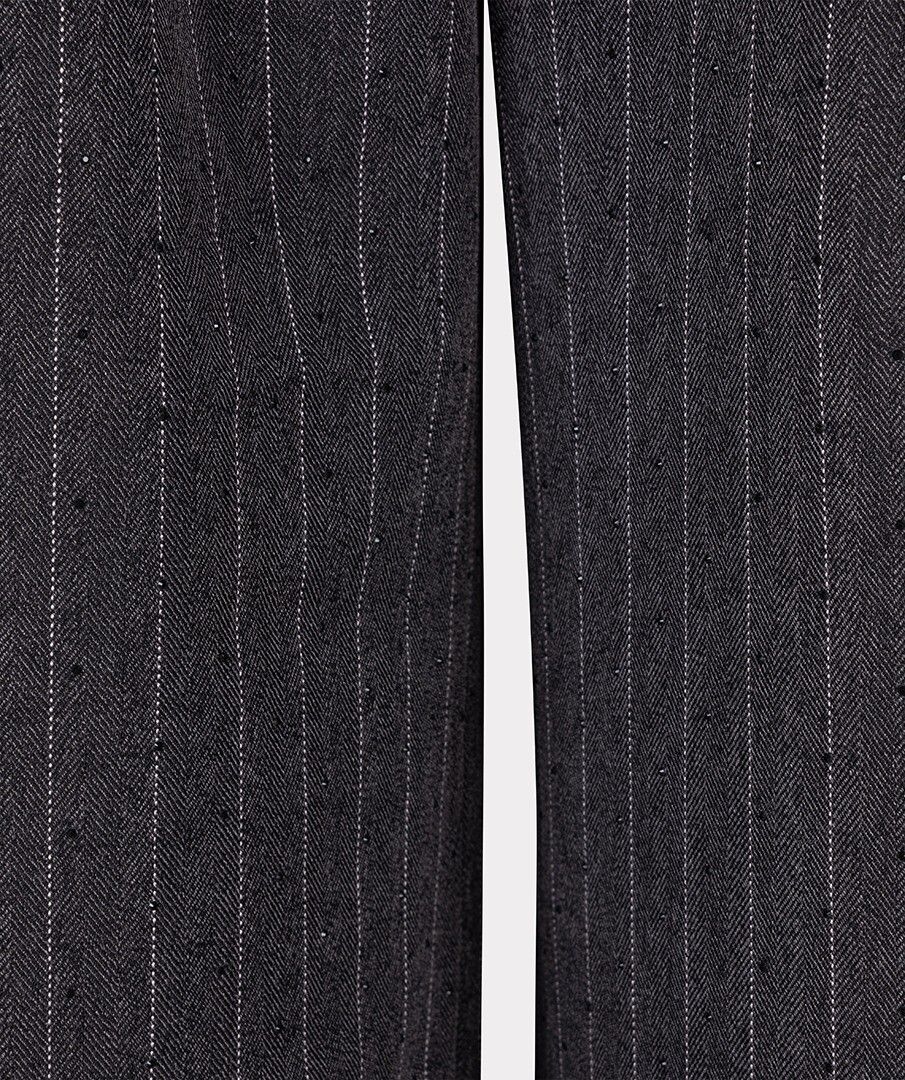 Broek Esqualo high waist stripe studs - Dark grey Melange