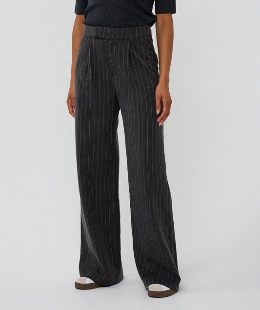 Broek Esqualo high waist stripe studs - Dark grey Melange