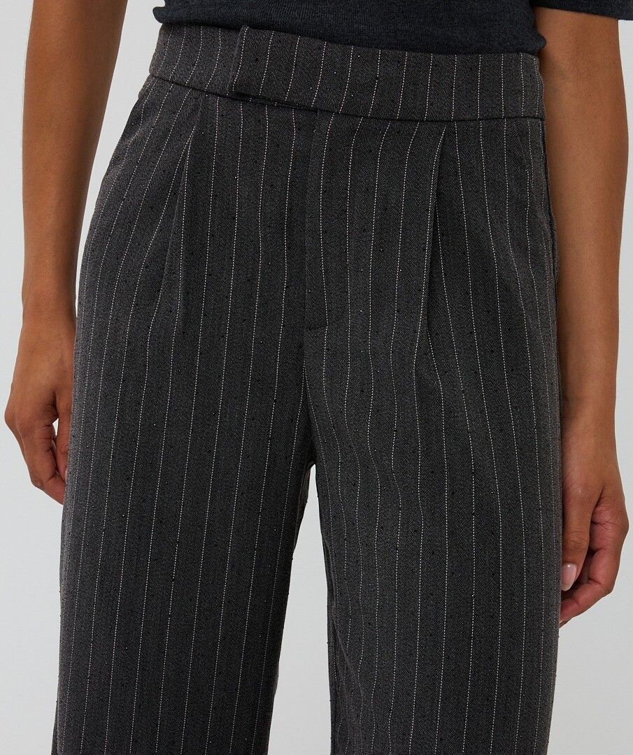 Broek Esqualo high waist stripe studs - Dark grey Melange