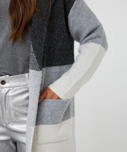 Cardigan Esqualo long blocks - Grey