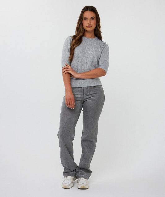 Trui Esqualo sequins s/slve - Light grey melange