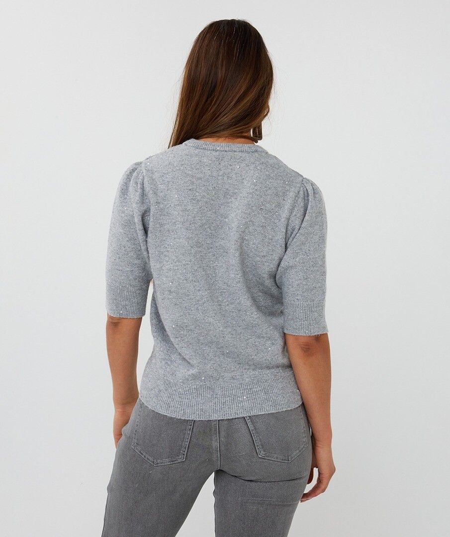 Trui Esqualo sequins s/slve - Light grey melange