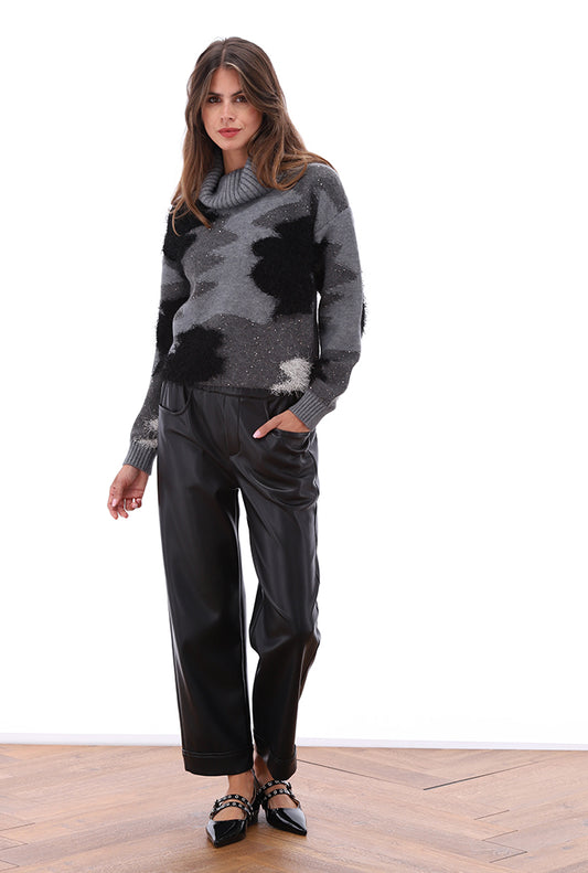 Pull K-Design B862 met rolkraag - Grey melange