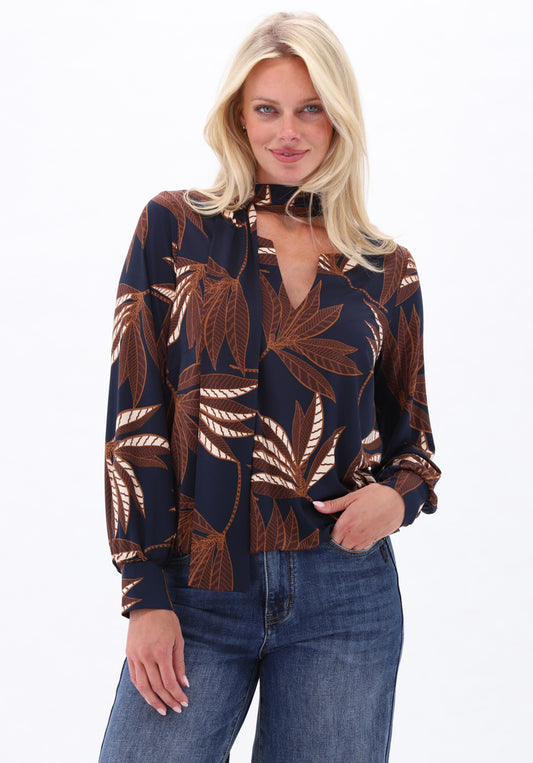 Blouse K-Design D307 met sjaaltje & print P154