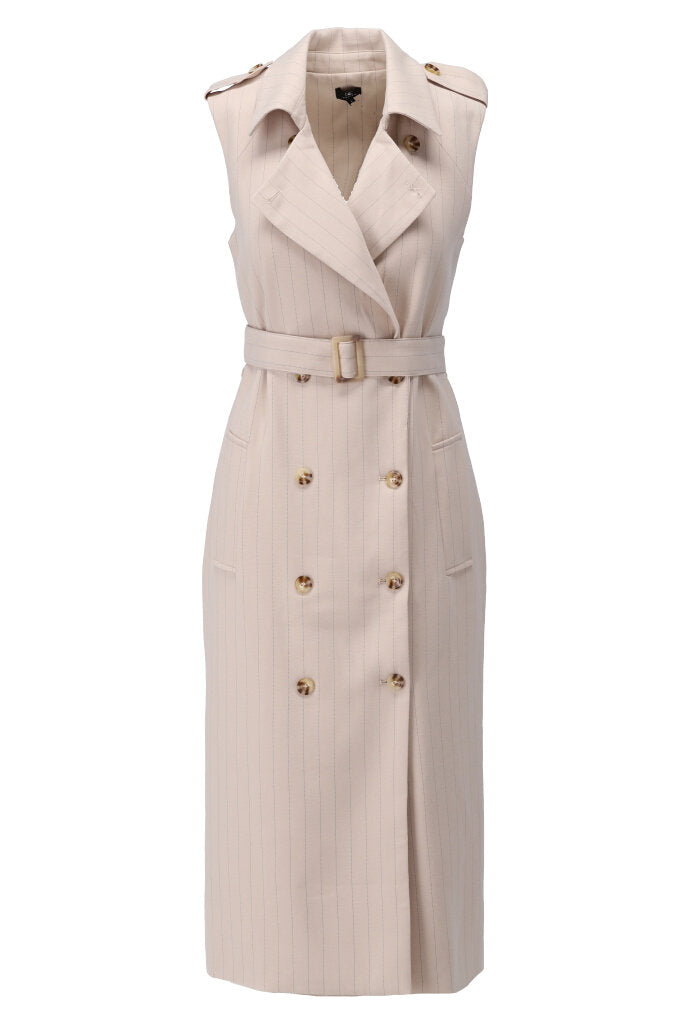 Jurk/gilet K-Design krijtstreep - Cream pin stripe